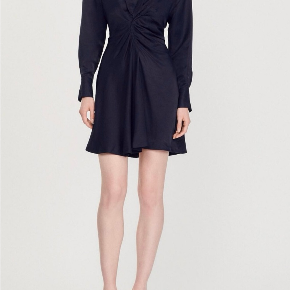 Sandro Midnight Blue Long Sleeve Dress